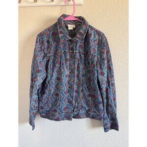 Vintage Coldwater Creek Embroidered Long Sleeve Denim Button Up Shirt